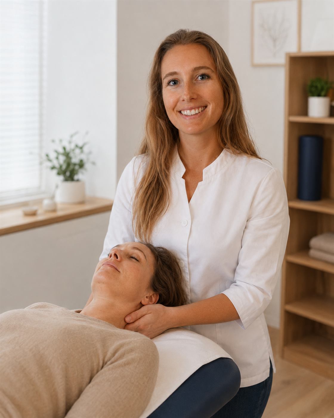 Charlotte Dean lors d'une séance d'ostéopathie